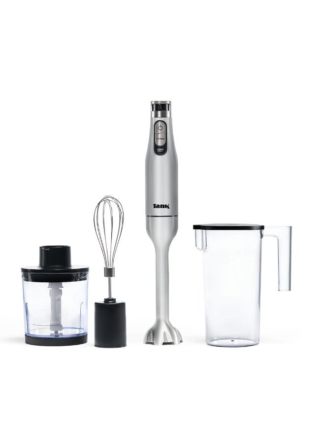 Tank Hand Blender with 600ml BPA Free Beaker & 500ml Chopper & Whisk, 6 Speed Control + Turbo, 1200 Watts, Black, CM-6004, 2 Year warranty - Image 1